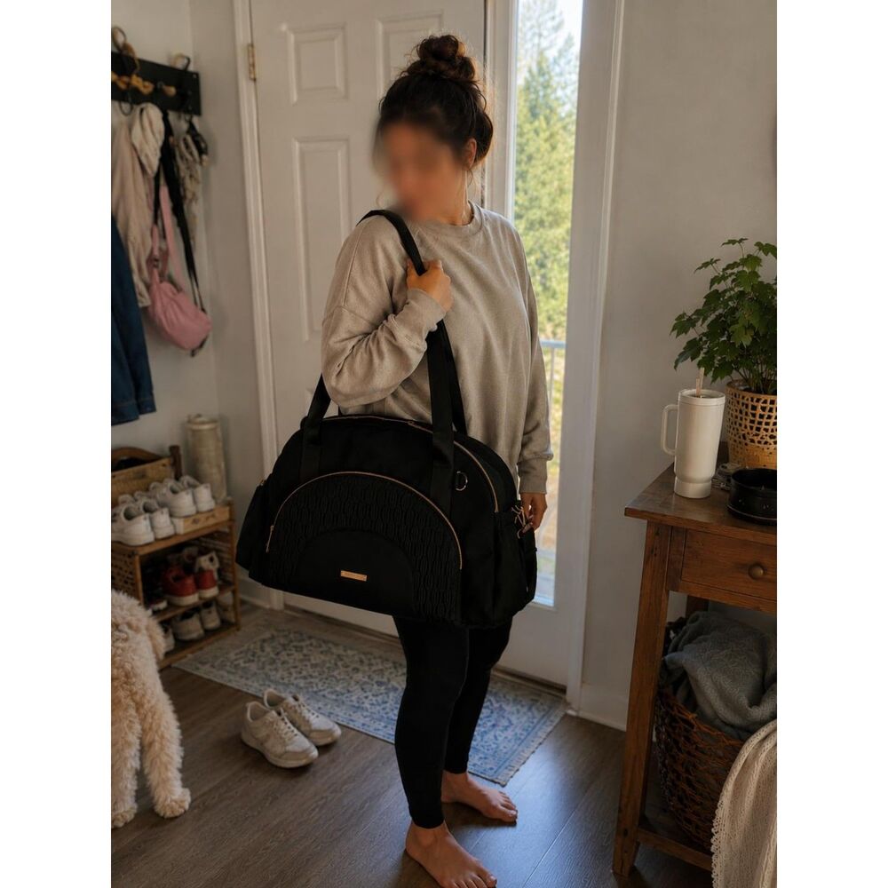 Large Black Diaper Bag Tote w/ Changing Pad Crossbody Travel Organizer - Picture 7 of 7
